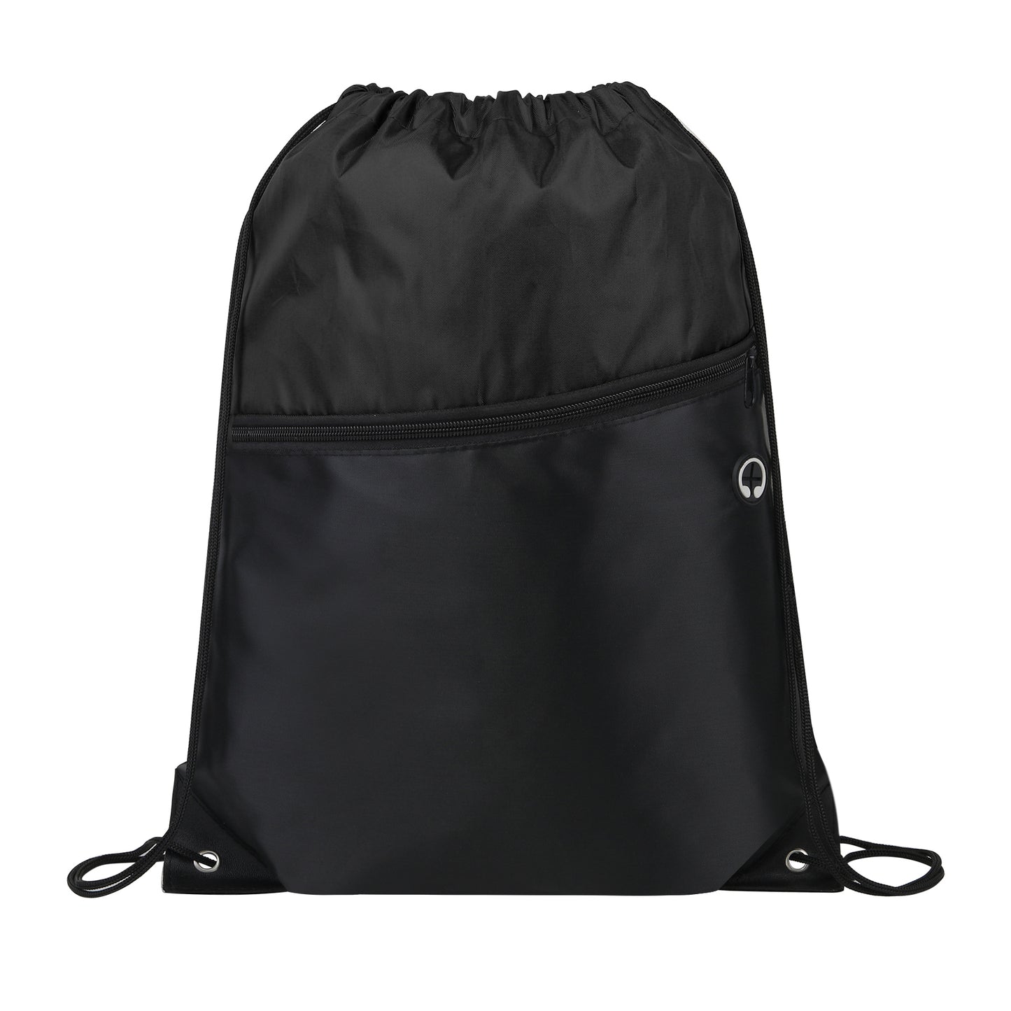 Two-Tone Drawstring Backpack With Front Zipper