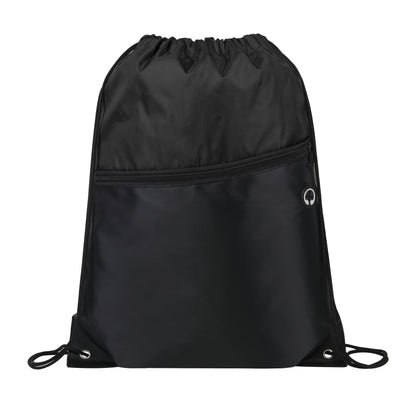 Two-Tone Drawstring Backpack With Front Zipper