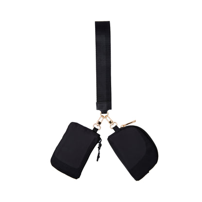 Dual Pouch Wristlet Keychain Lanyard