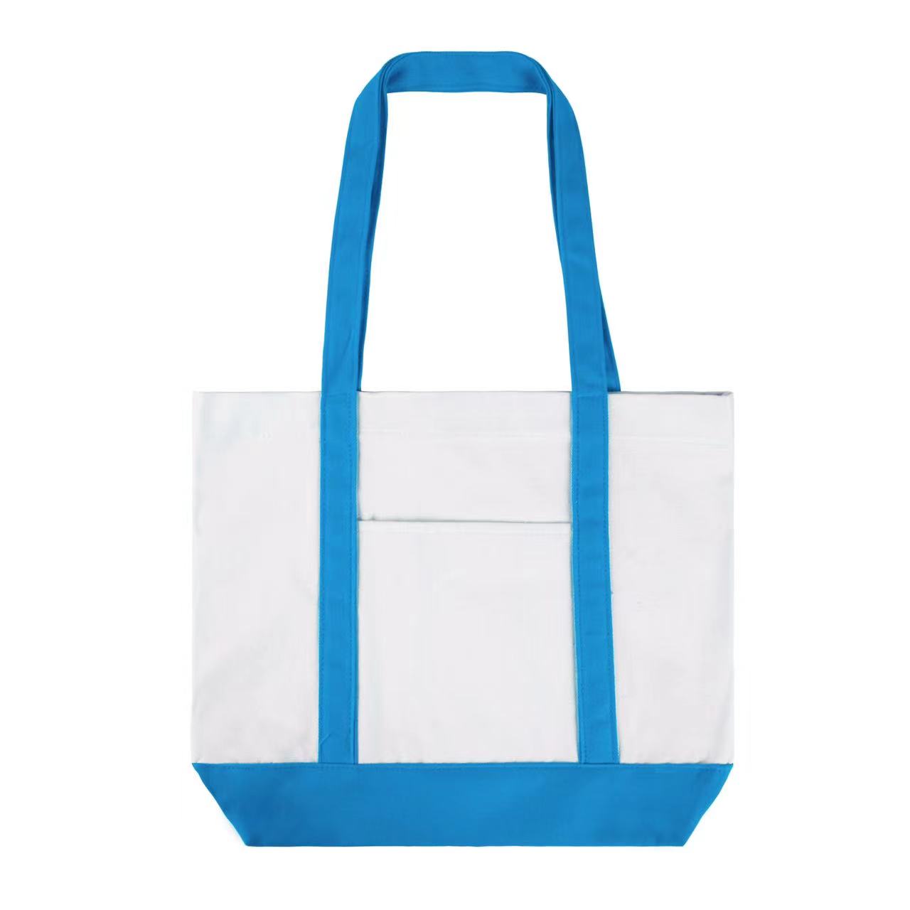12 Oz Cotton Boat Tote Bag Front Pocket W/ Gusset