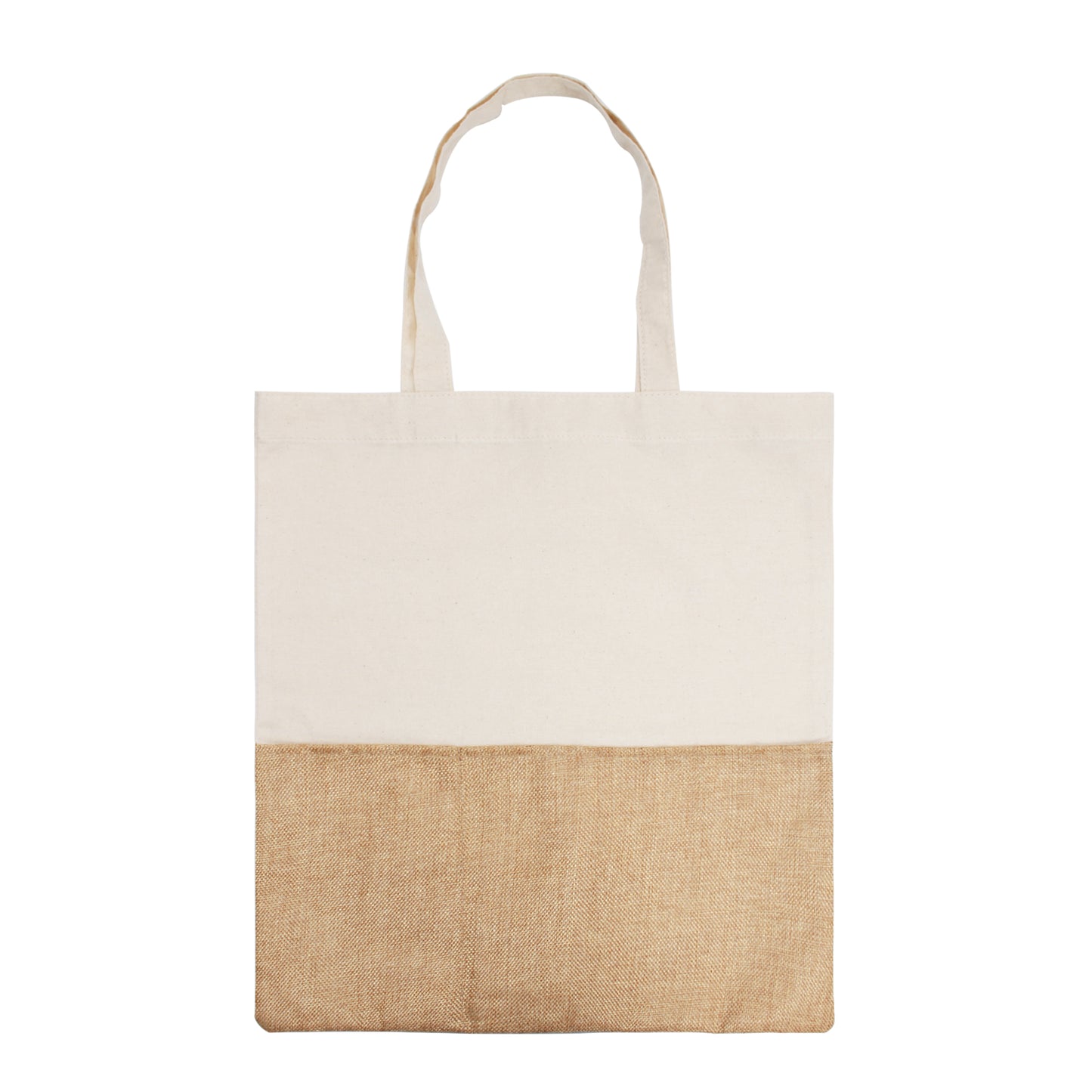 Two-Tone Cotton/ Burlap Tote with Pocket