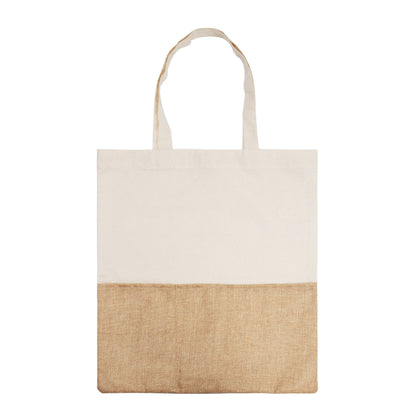 Two-Tone Cotton/ Burlap Tote with Pocket