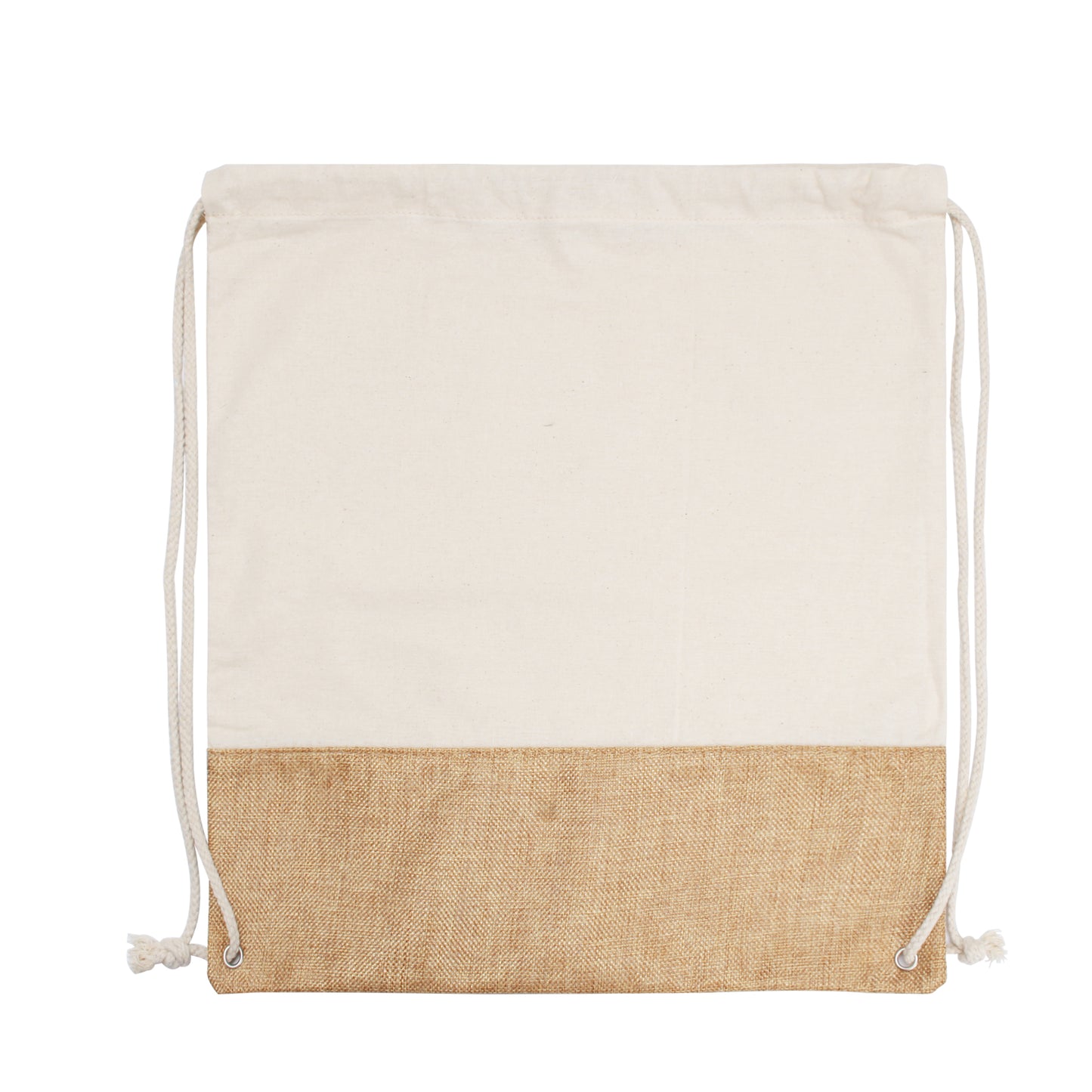 Two-Tone Cotton/ Burlap Drawstring Bag