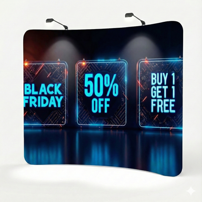 8ft Curve Tension Fabric Display with Frame