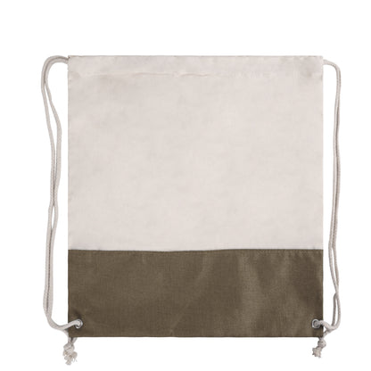 Two-Tone Cotton/ Burlap Drawstring Bag