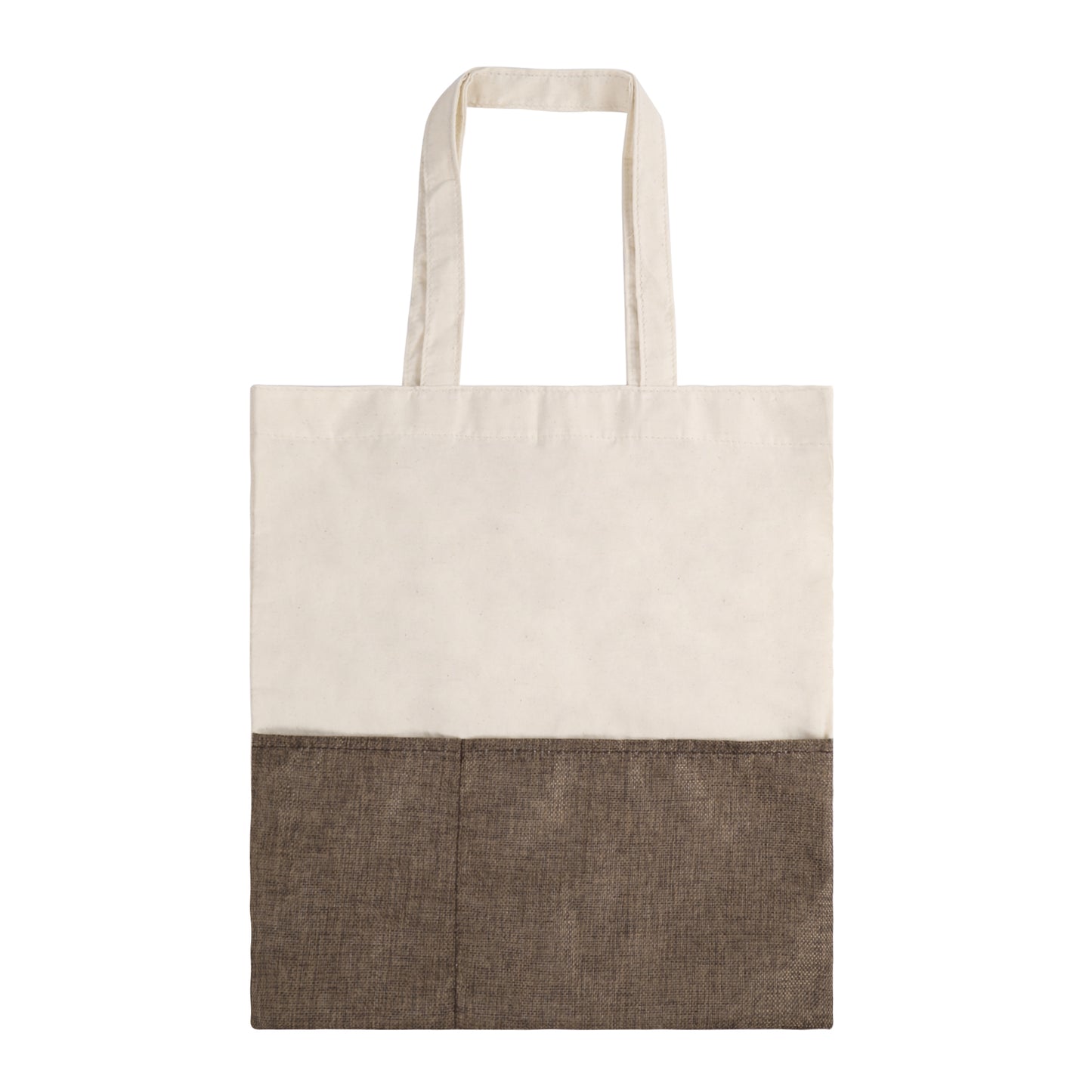 Two-Tone Cotton/ Burlap Tote with Pocket