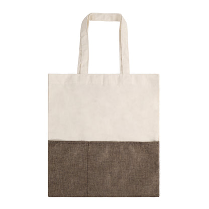 Two-Tone Cotton/ Burlap Tote with Pocket