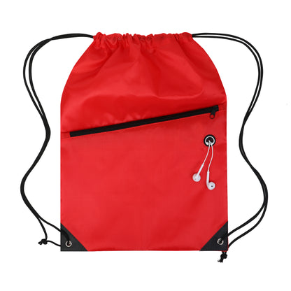 Drawstring Backpack with Front Zipper Pocket