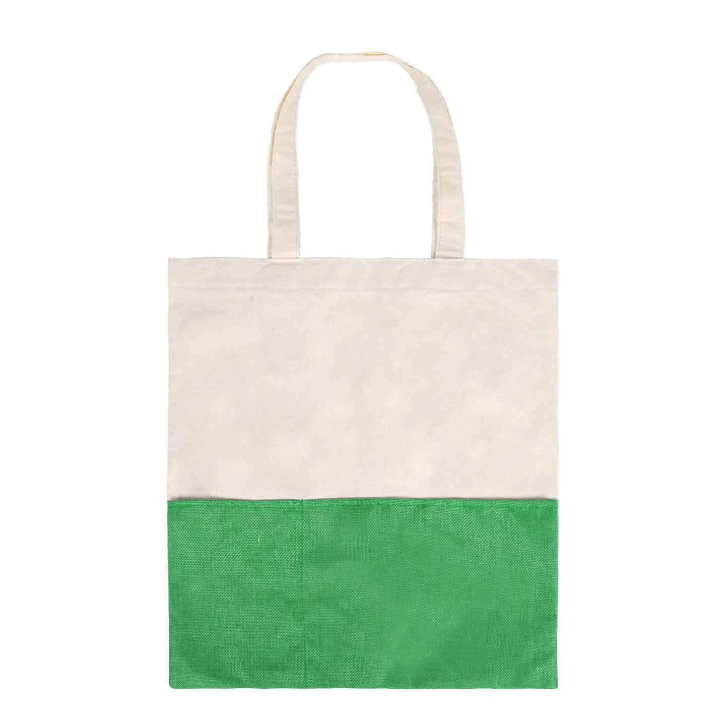 Two-Tone Cotton/ Burlap Tote with Pocket