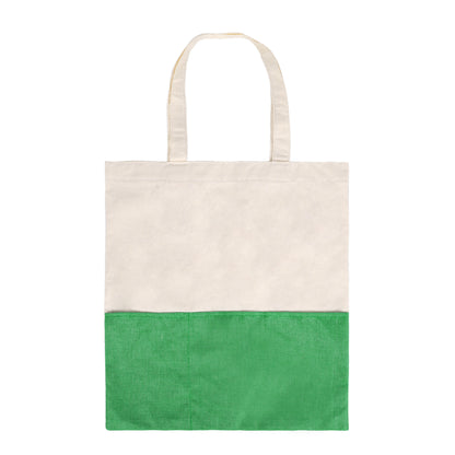 Two-Tone Cotton/ Burlap Tote with Pocket