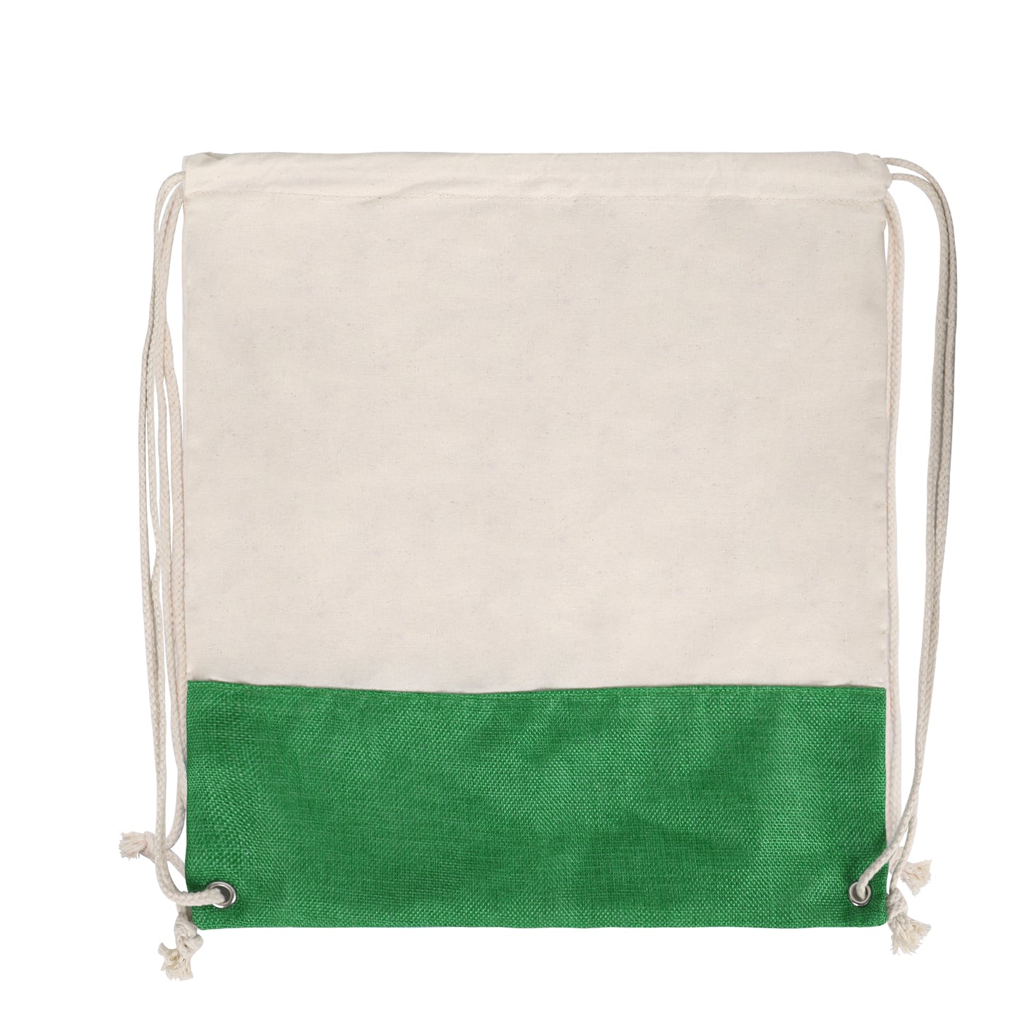 Two-Tone Cotton/ Burlap Drawstring Bag