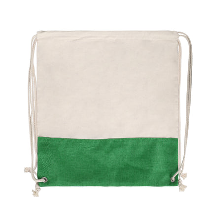 Two-Tone Cotton/ Burlap Drawstring Bag