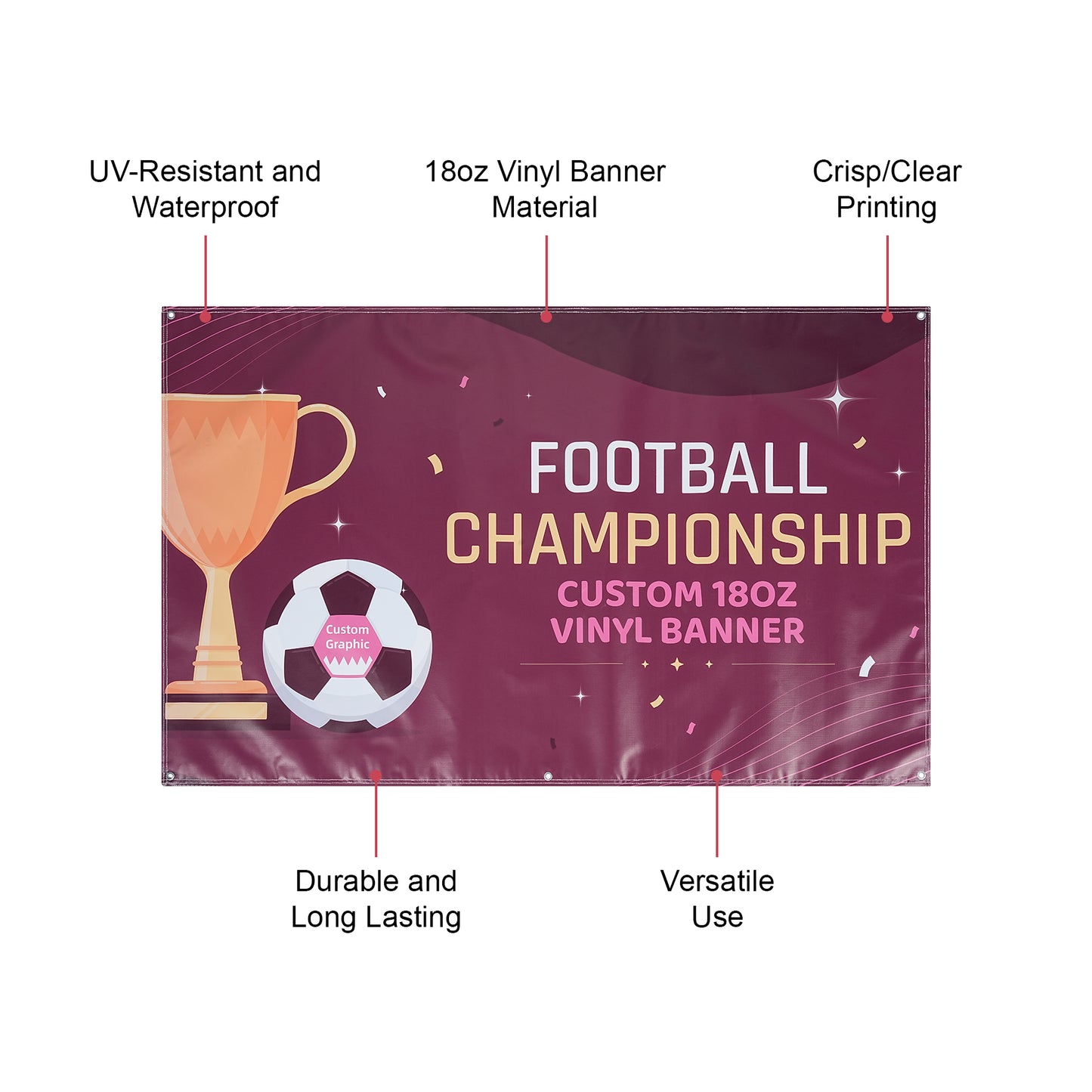 Full Color 3' X 5' 18Oz. Vinyl Banner With Grommets