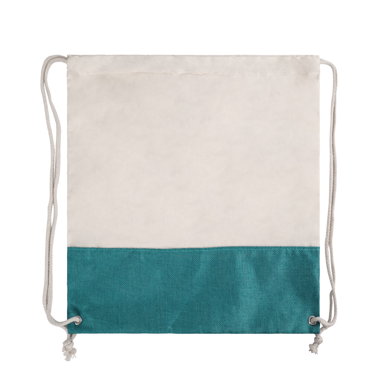 Two-Tone Cotton/ Burlap Drawstring Bag
