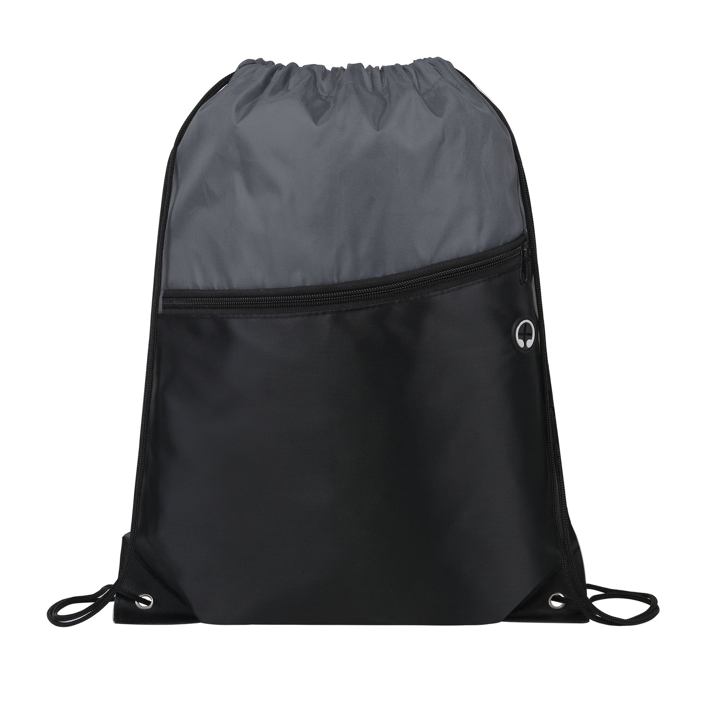 Two-Tone Drawstring Backpack With Front Zipper
