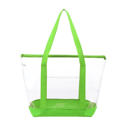 Clear Zippered Tote Bag With Pocket