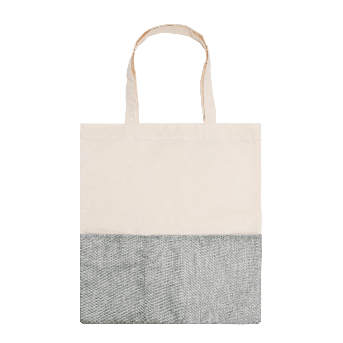 Two-Tone Cotton/ Burlap Tote with Pocket