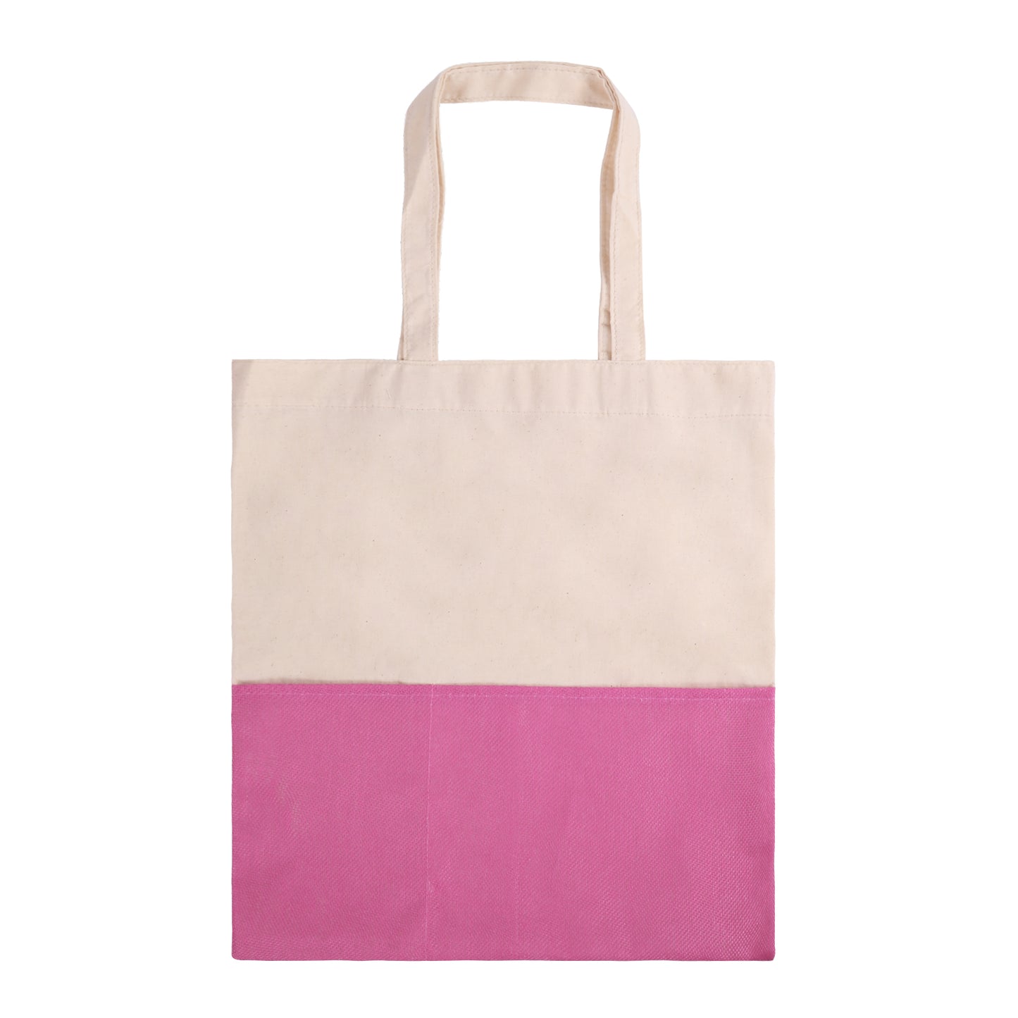 Two-Tone Cotton/ Burlap Tote with Pocket