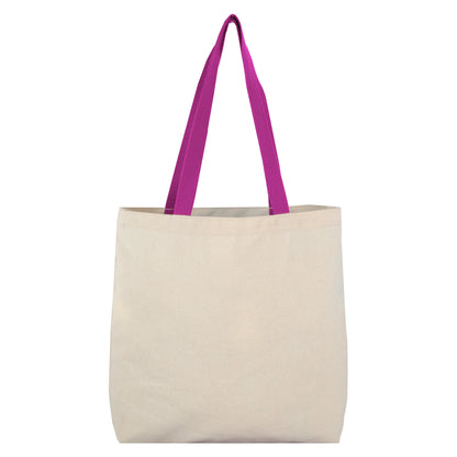 8 Oz Cotton Tote Bag With Contrast Color Web Handles