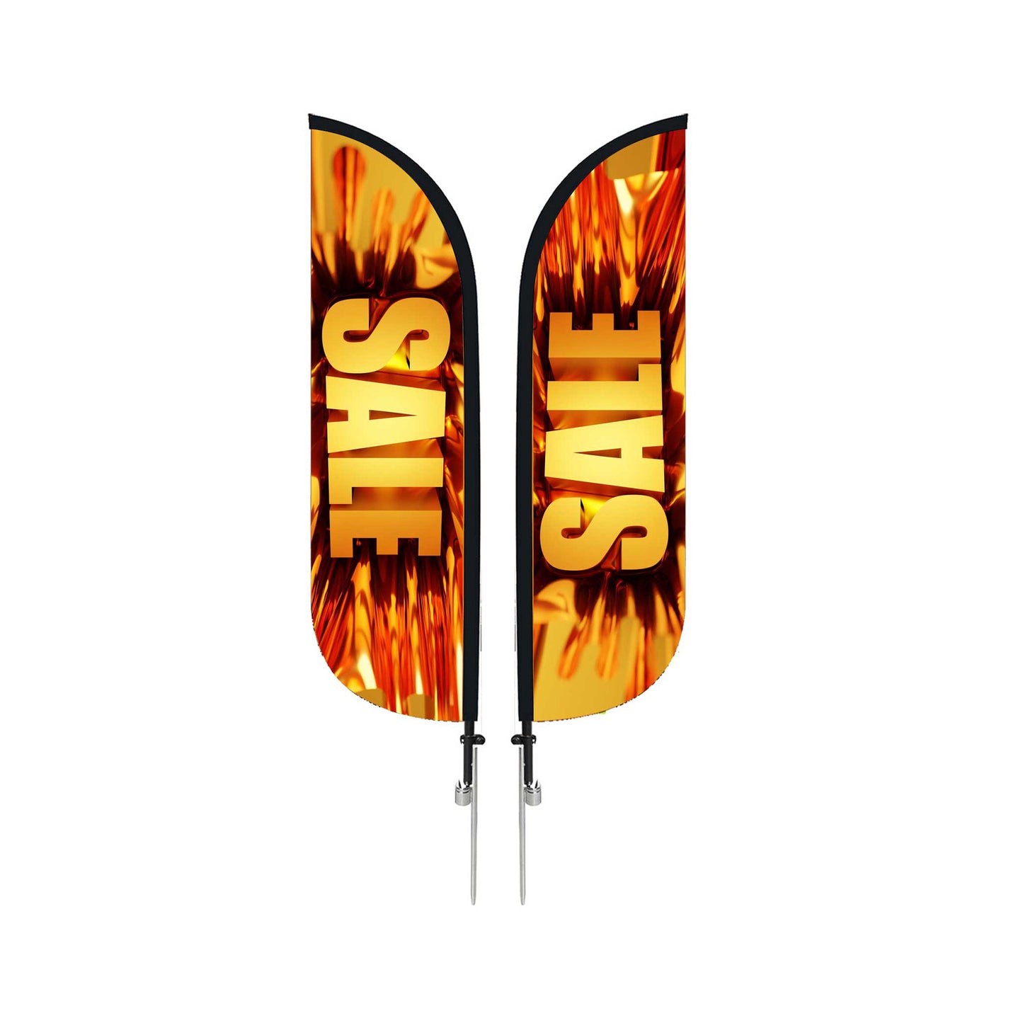 Large 15' Custom Feather Flag Knit Double Sided W/ Spike Base