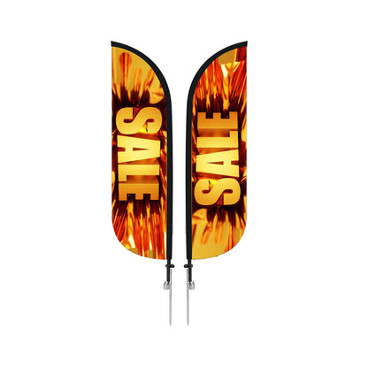 Large 15' Custom Feather Flag Knit Double Sided W/ Spike Base