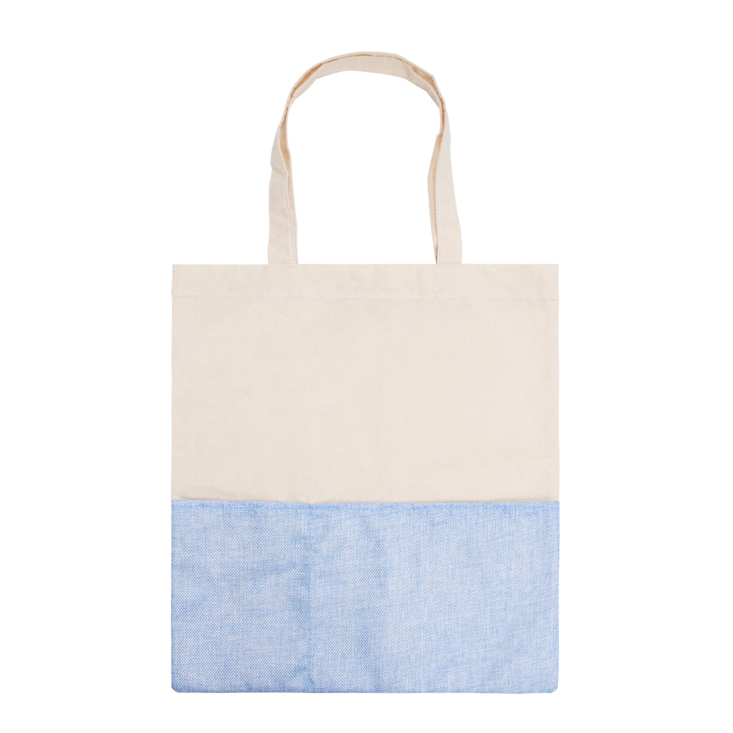 Two-Tone Cotton/ Burlap Tote with Pocket