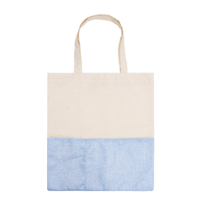 Two-Tone Cotton/ Burlap Tote with Pocket