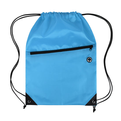 Drawstring Backpack with Front Zipper Pocket