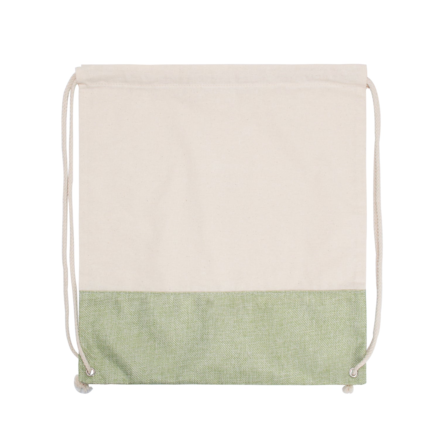 Two-Tone Cotton/ Burlap Drawstring Bag