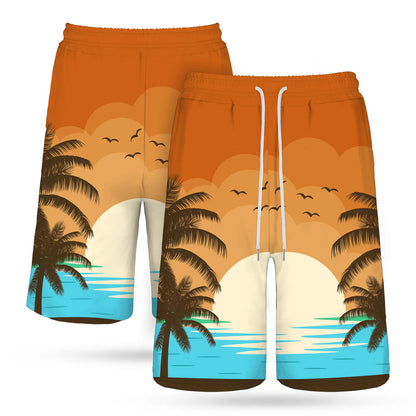 Men Full-Color Gsm Dye Sublimation Drawstring Shorts- Stretch Poly