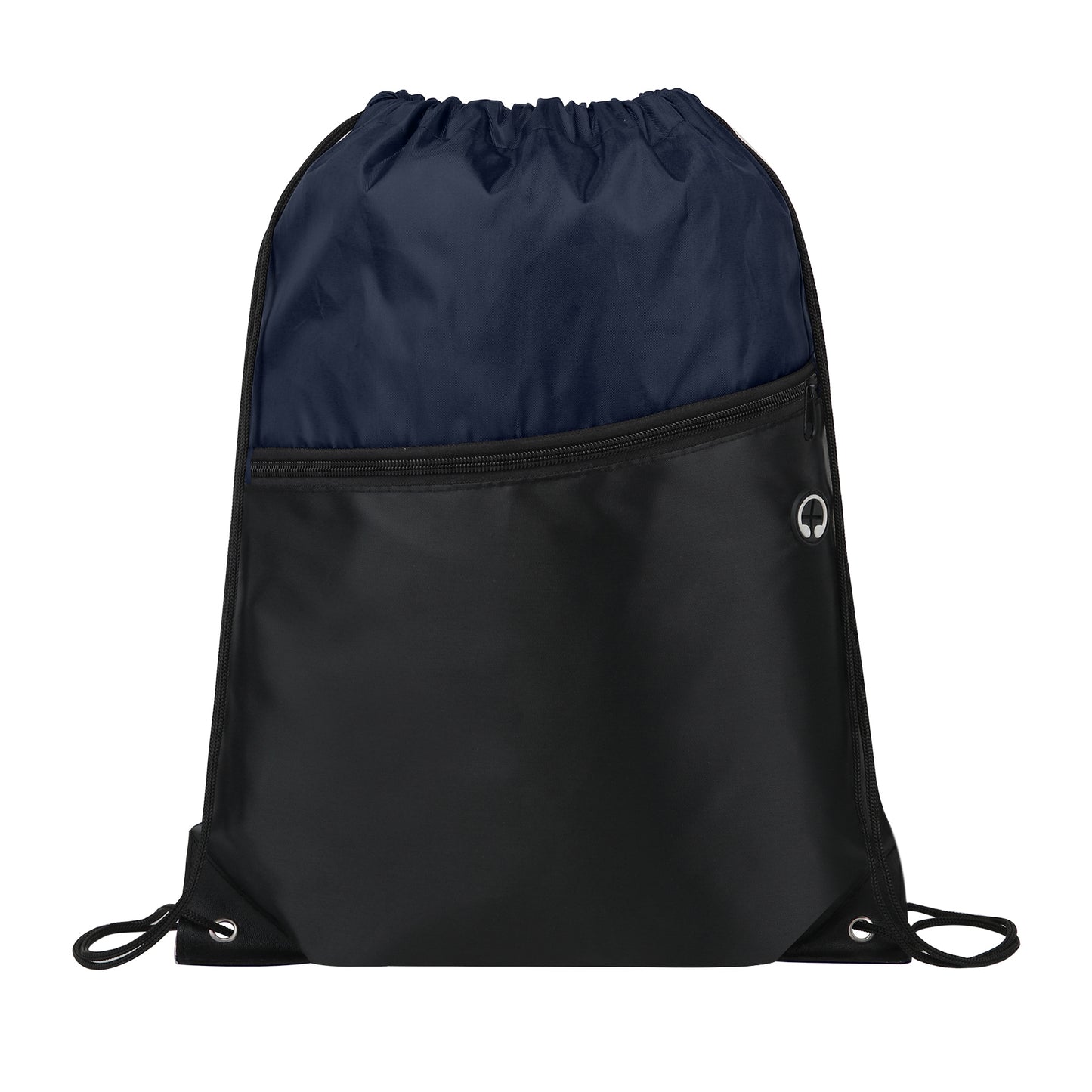 Two-Tone Drawstring Backpack With Front Zipper