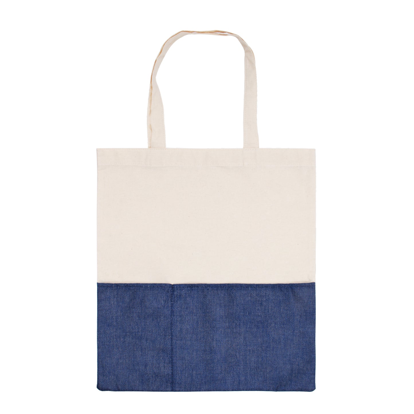 Two-Tone Cotton/ Burlap Tote with Pocket