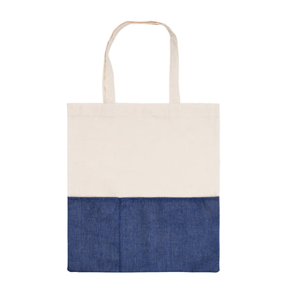 Two-Tone Cotton/ Burlap Tote with Pocket