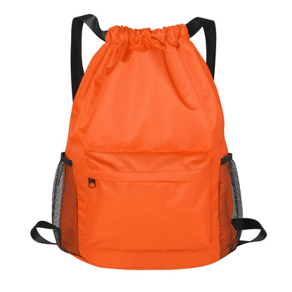 Waterproof Drawstring Backpack With Mesh Pockets