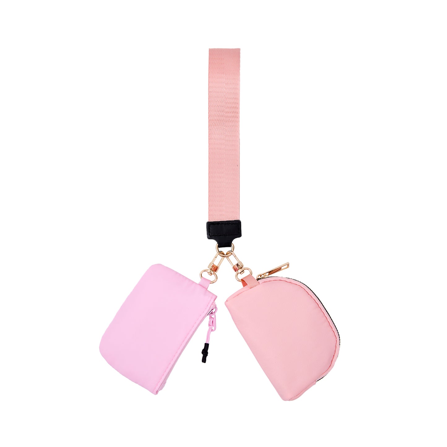 Dual Pouch Wristlet Keychain Lanyard