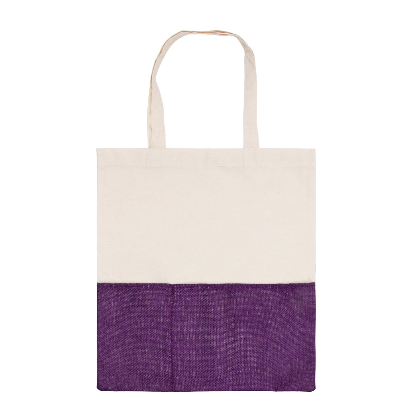 Two-Tone Cotton/ Burlap Tote with Pocket