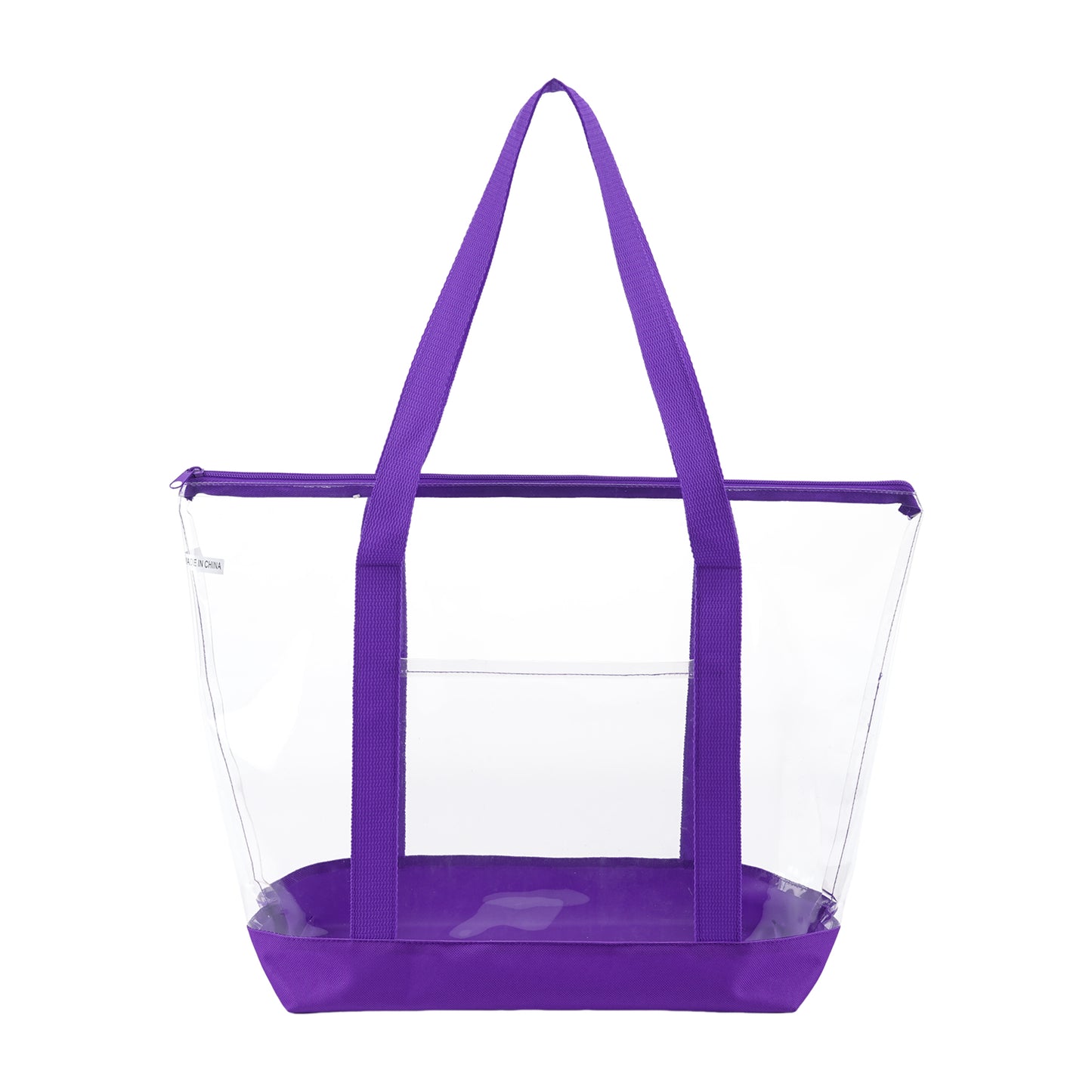 Clear Zippered Tote Bag With Pocket