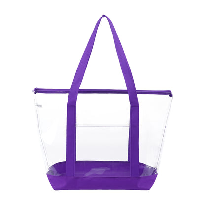 Clear Zippered Tote Bag With Pocket