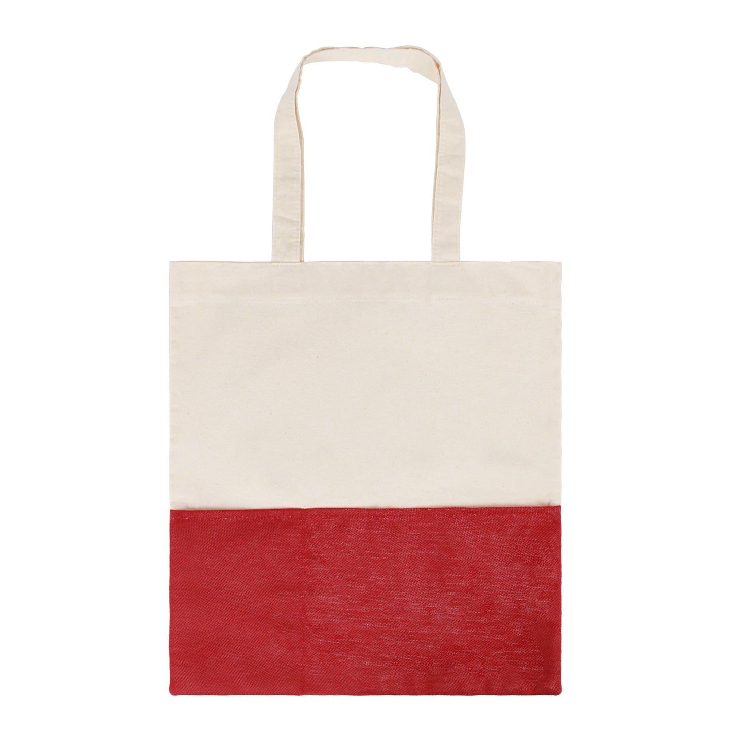 Two-Tone Cotton/ Burlap Tote with Pocket
