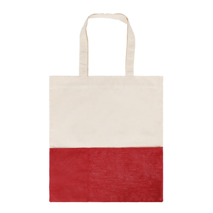 Two-Tone Cotton/ Burlap Tote with Pocket