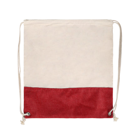 Two-Tone Cotton/ Burlap Drawstring Bag