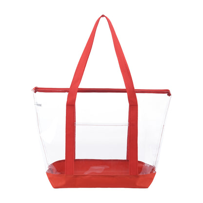 Clear Zippered Tote Bag With Pocket