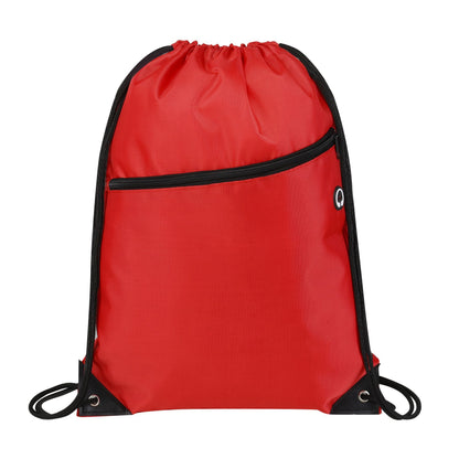 420D Heavy Duty Drawstring Backpack With Front Zipper