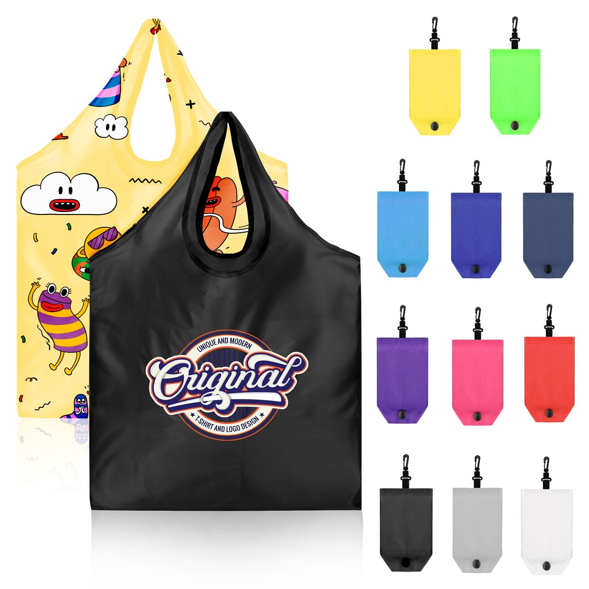 Reusable Fold-Up Shopping Tote Bag (14.96"W X 22.83" H)