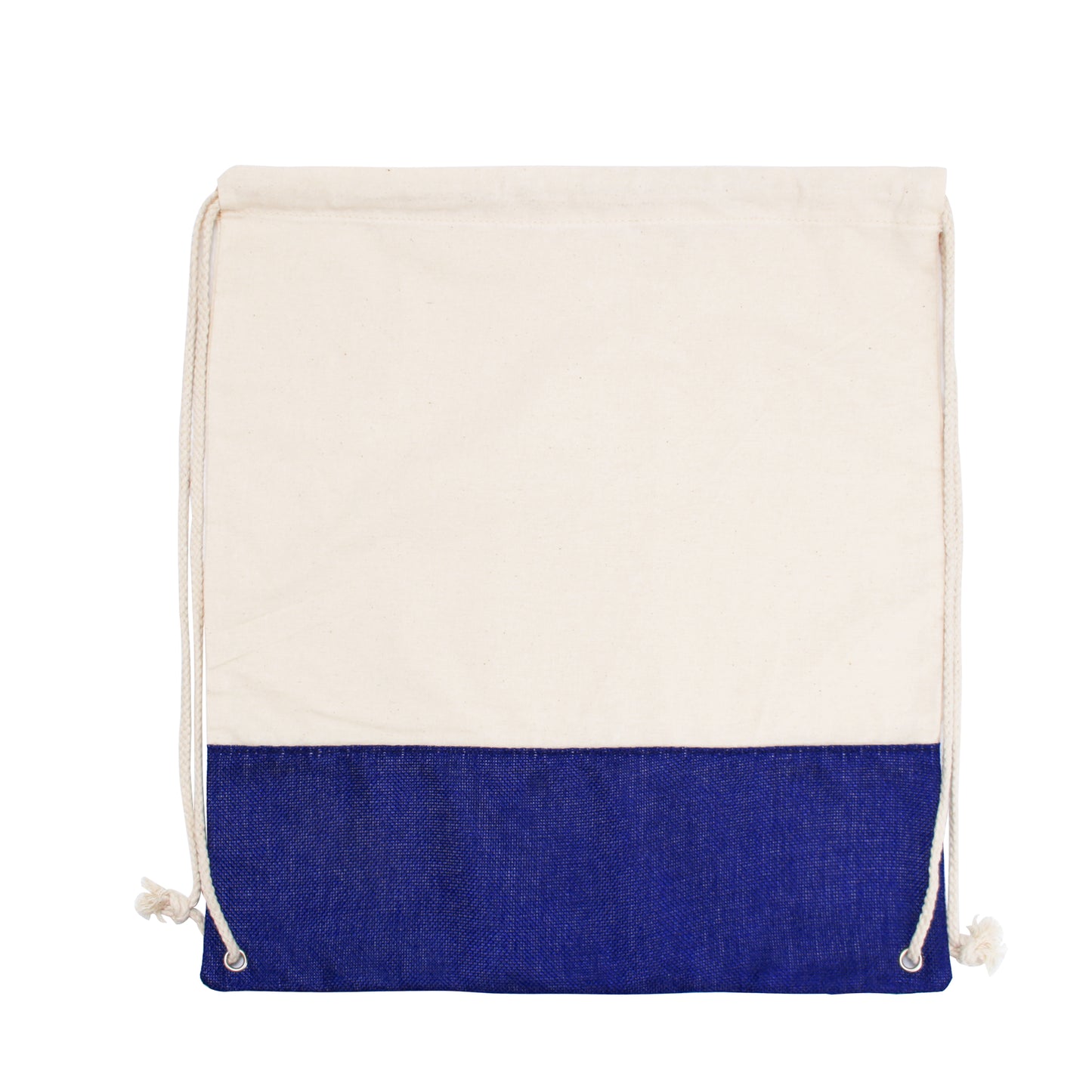 Two-Tone Cotton/ Burlap Drawstring Bag