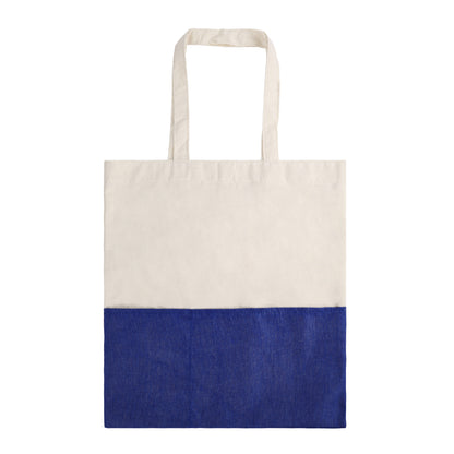 Two-Tone Cotton/ Burlap Tote with Pocket