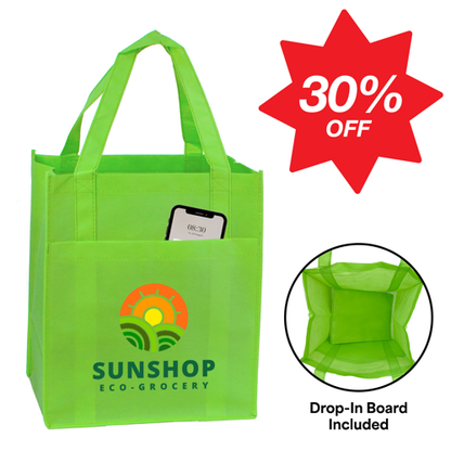 SALE - Lime Green Pocket Shopper Tote