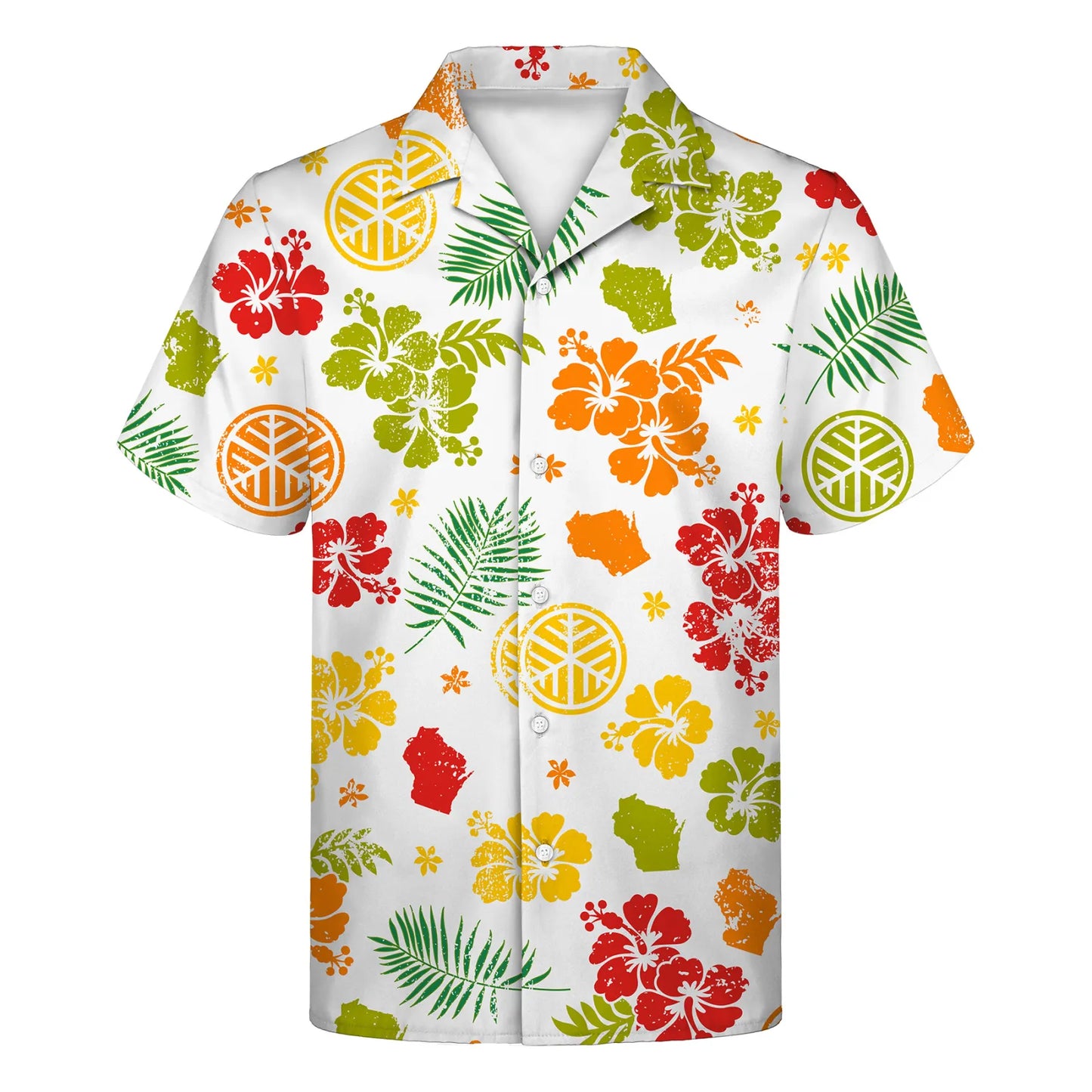Custom Full-Color Printed Camp Collar Shirt-UPF 50+