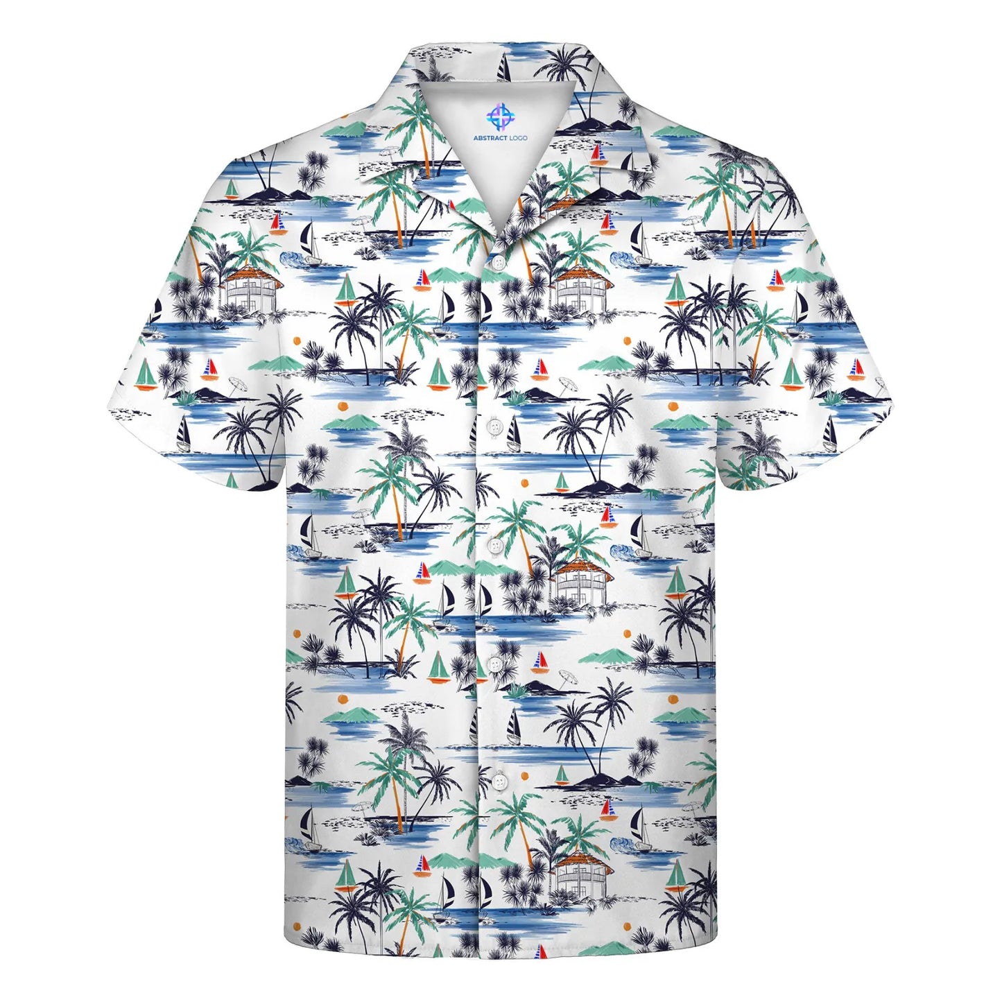 Custom Full-Color Printed Camp Collar Shirt-UPF 50+