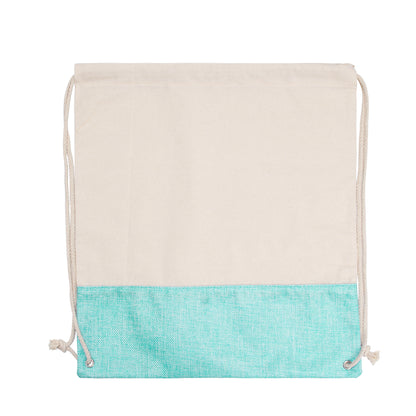 Two-Tone Cotton/ Burlap Drawstring Bag